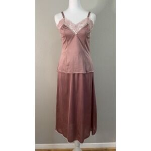 OOAK Late 70s Vintage Hand Dyed Dusty Mauve Romantic Cami Slip Set Small